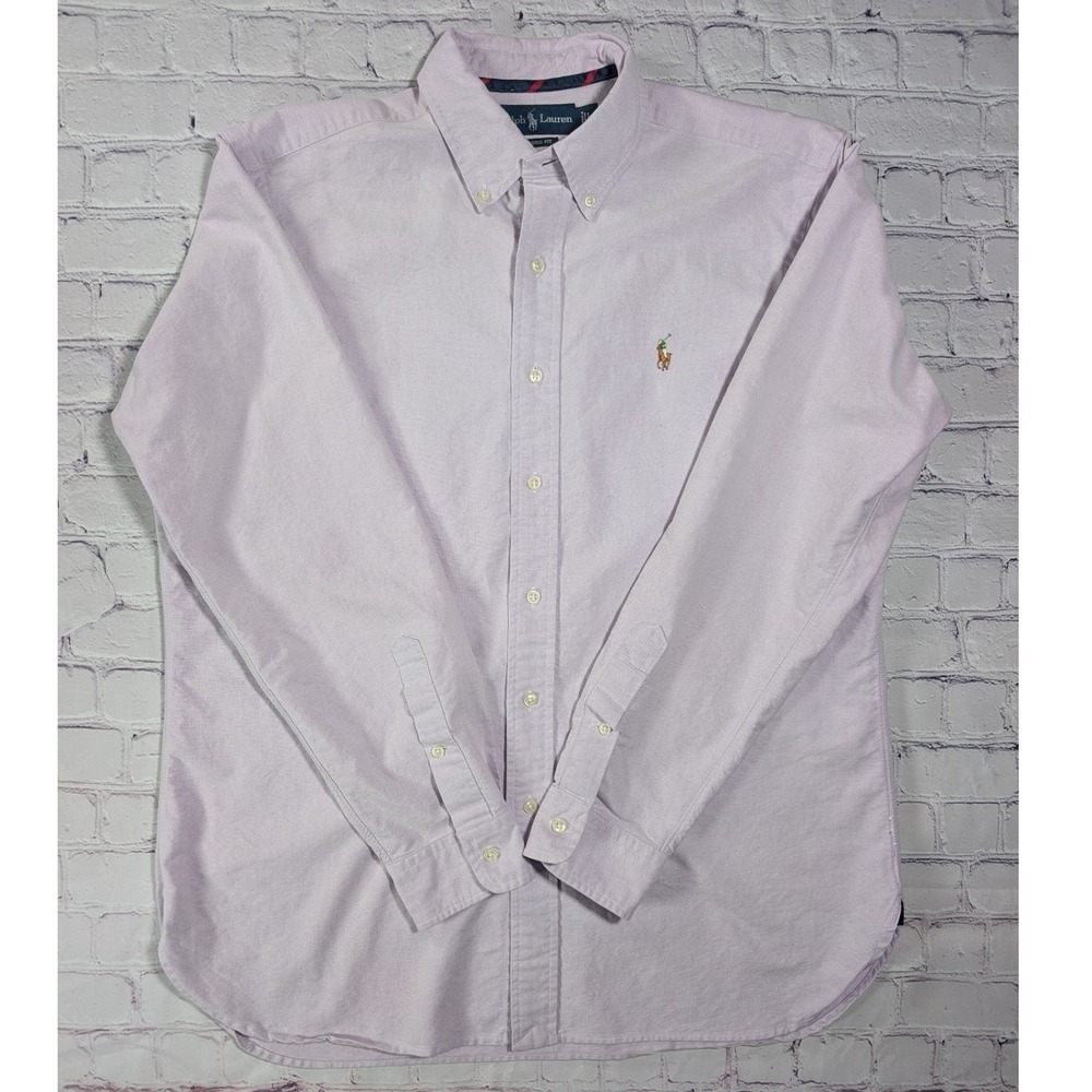 Polo Ralph Lauren Oxford Shirt Mens L Cotton Purple Flesh Pony Classic Fit
